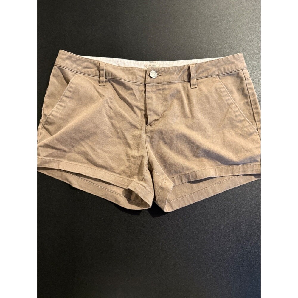 Volcom Women's Size 9 Chino Mini Shorts Khaki Beige Y2K Skater Casual